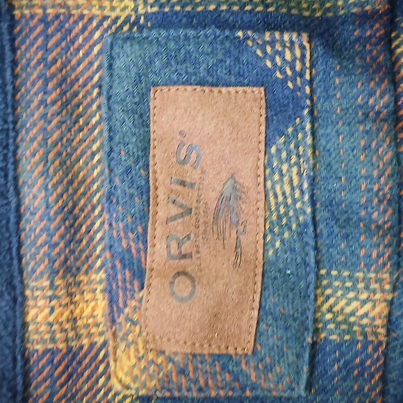 Orvis cotton plaid shacket pockets collar, button front men's size XL - Picture 4 of 7